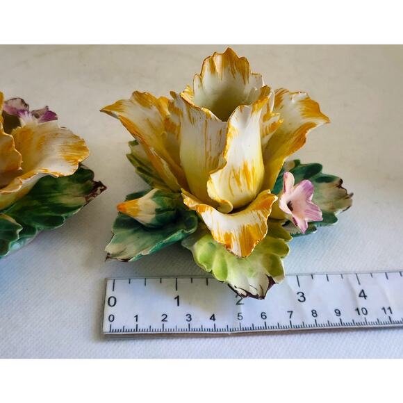 CANDLE HOLDER-Vintage Meiselman Imports-Italy-Porcelain-Floral-Capodimonte Style - Picture 10 of 10